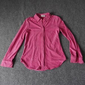 Lisa Z Karen Kane‎ Pink Terry Cloth Long Sleeve Button Down Shirt